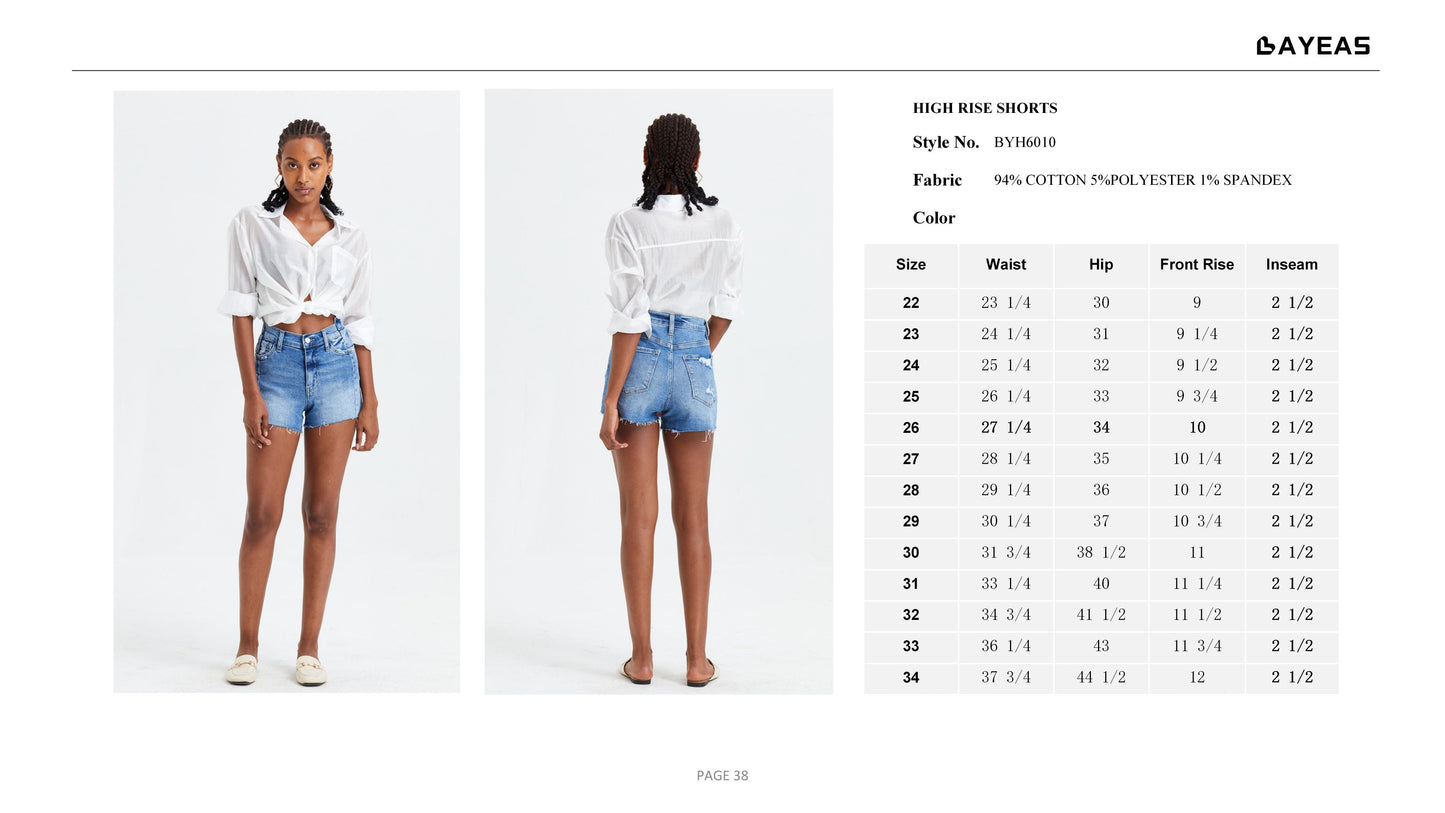 HIGH RISE DENIM SHORTS BYH6010 by Bayeas