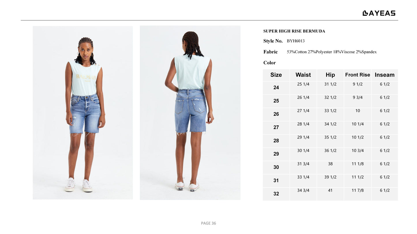 MID RISE DENIM SHORTS BYH6013 by Bayeas