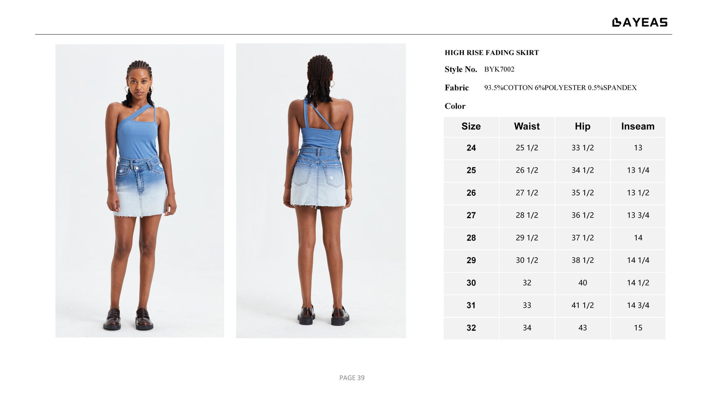 HIGH RISE DENIM SKIRTS BYK7002 by Bayeas