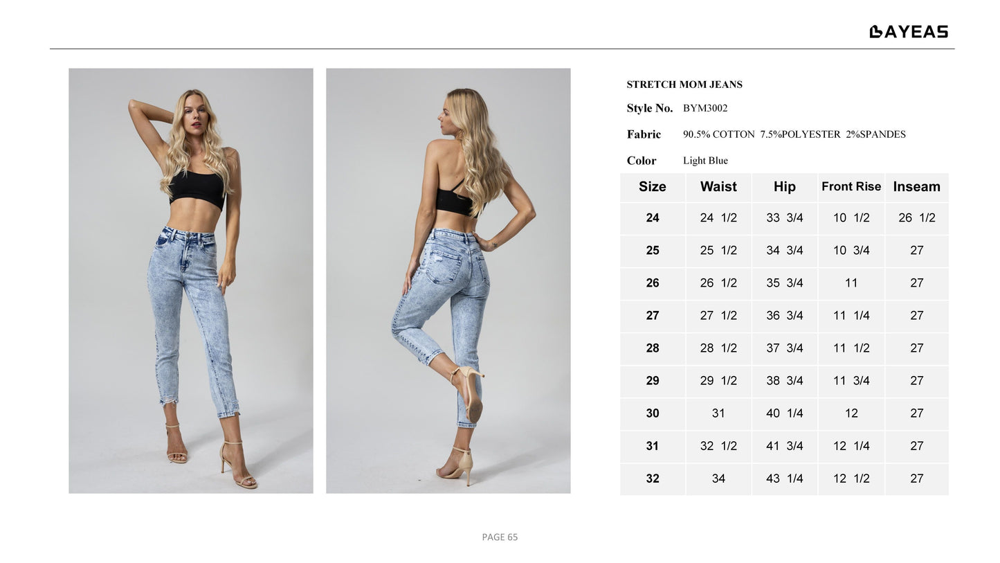 HIGH RISE MOM JEANS BYM3002 by Bayeas