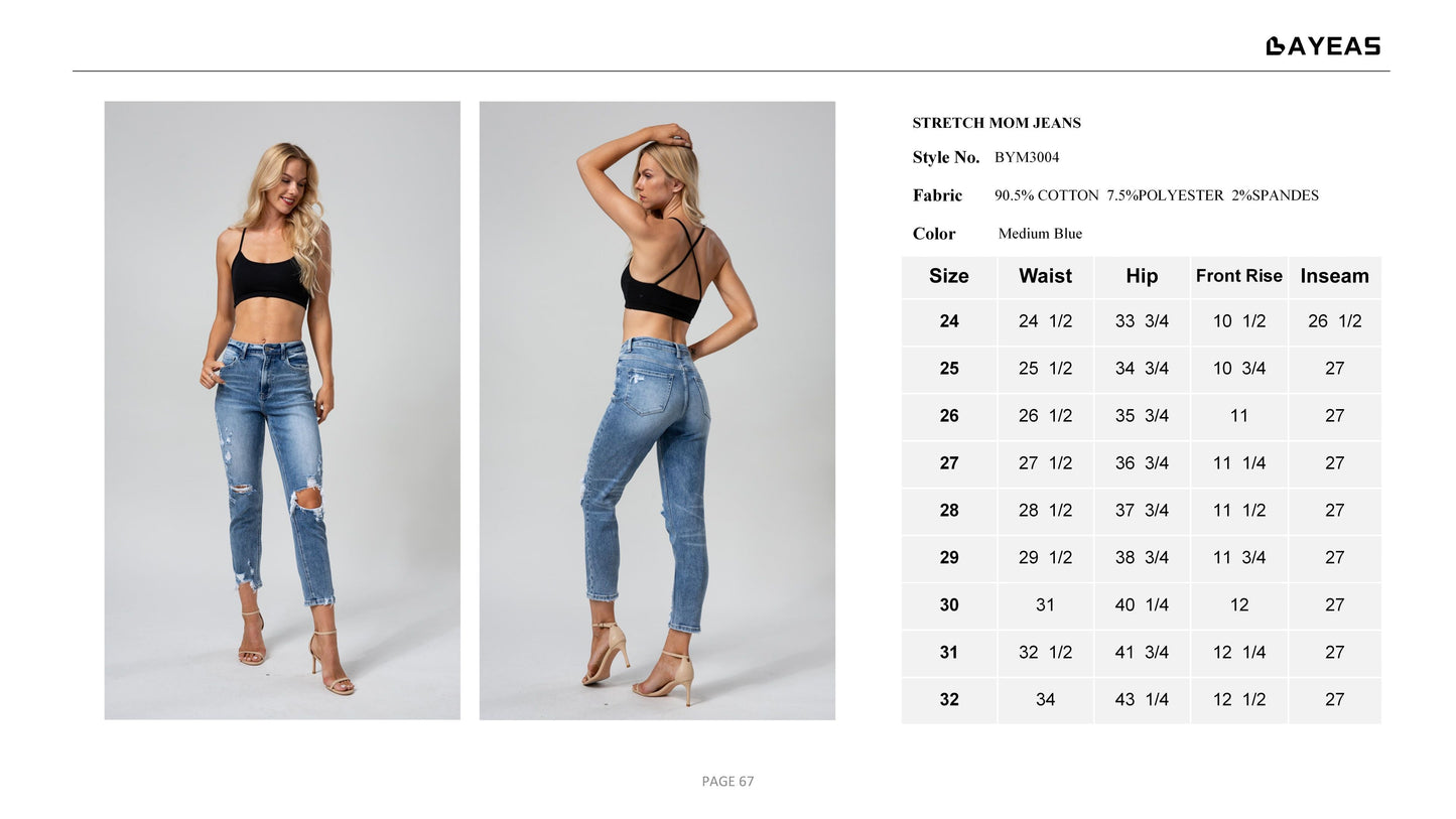 HIGH RISE MOM JEANS BYM3004 by Bayeas