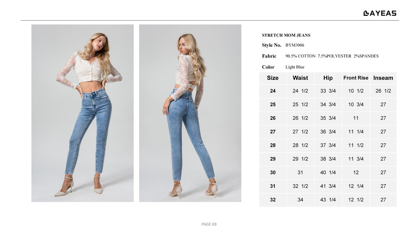 HIGH RISE MOM JEANS BYM3006 by Bayeas