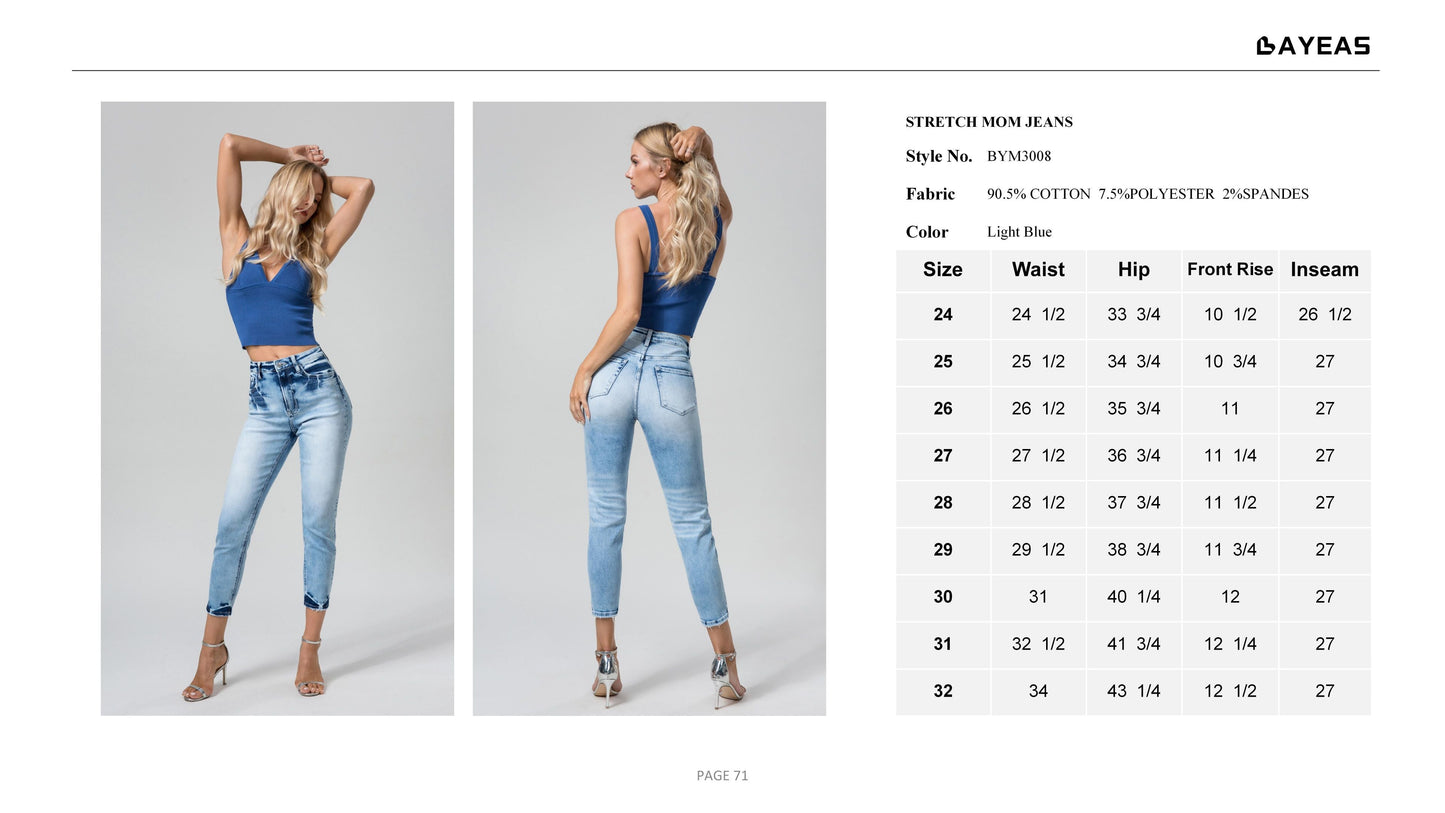 HIGH RISE MOM JEANS BYM3008 by Bayeas