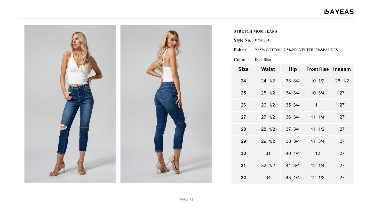 HIGH RISE MOM JEANS BYM3010 by Bayeas