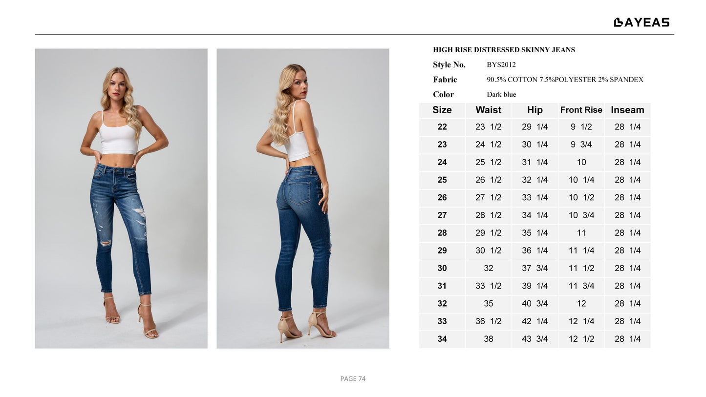 HIGH RISE SKINNY JEANS BYS2012 by Bayeas