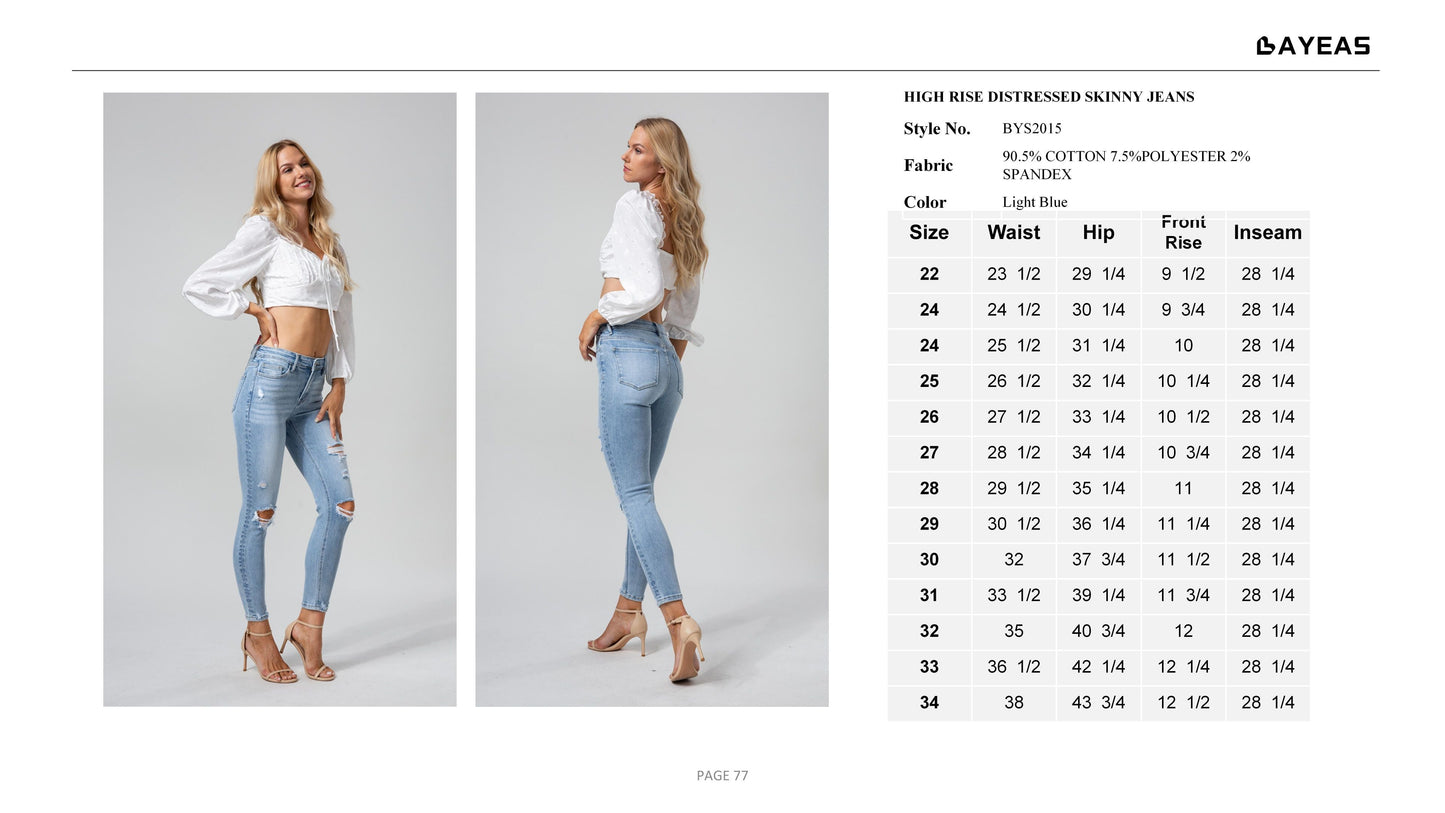 HIGH RISE SKINNY JEANS BYS2015 by Bayeas