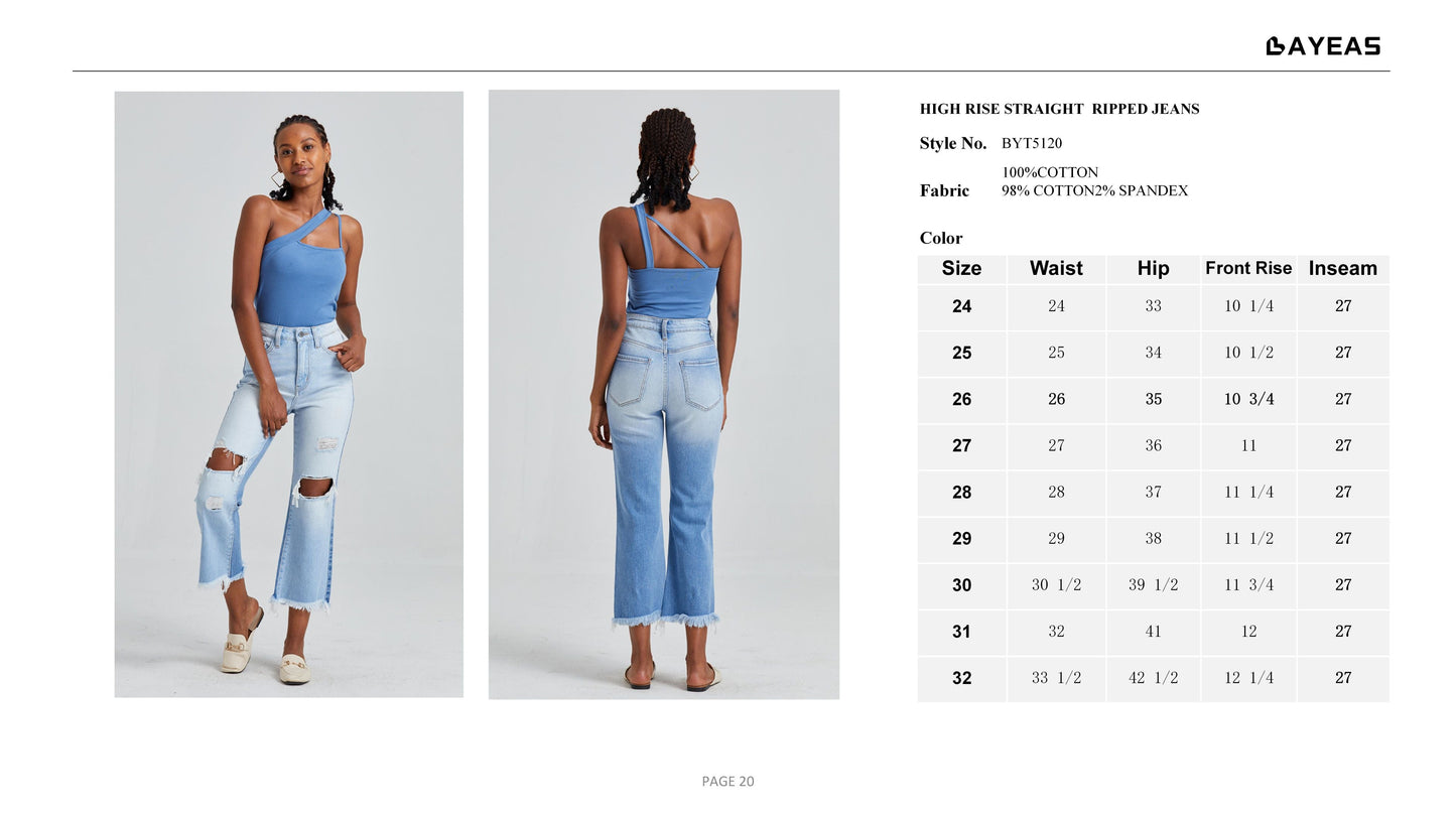 HIGH RISE STRAIGHT LEG JEANS BYT5120 by Bayeas