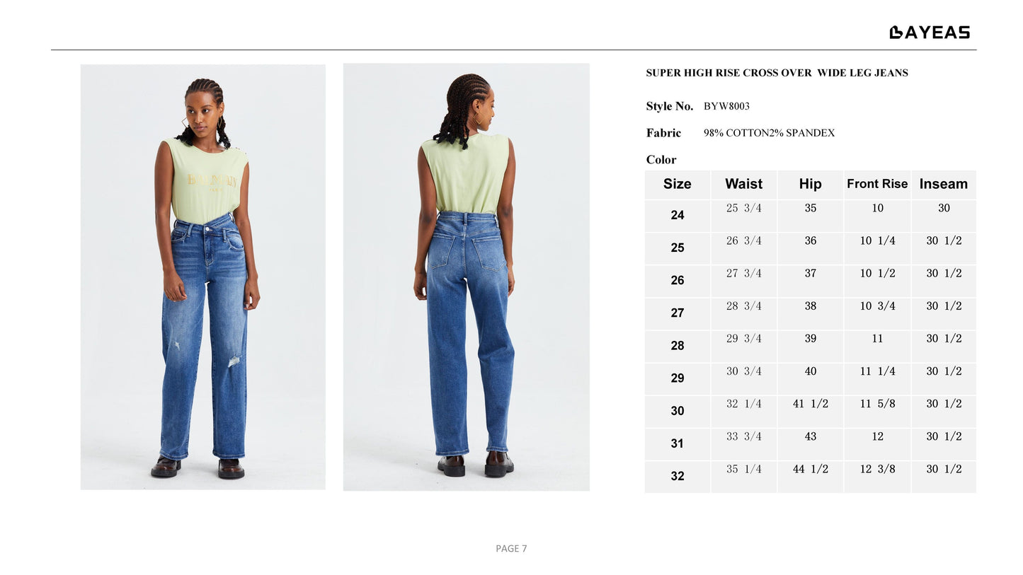 HIGH RISE WIDE LEG JEANS BYW8003 by Bayeas