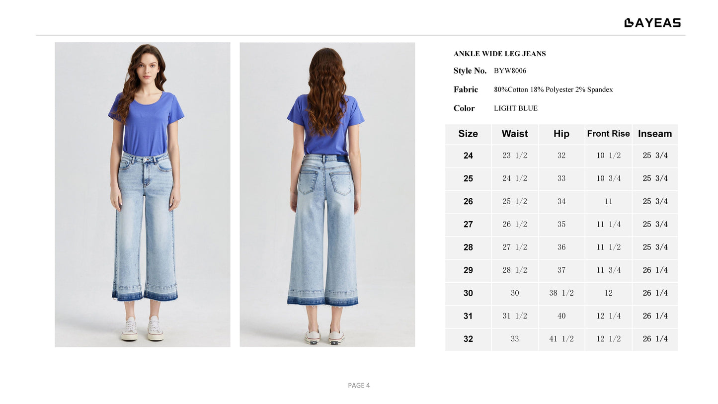 HIGH RISE WIDE LEG JEANS BYW8006-P by Bayeas