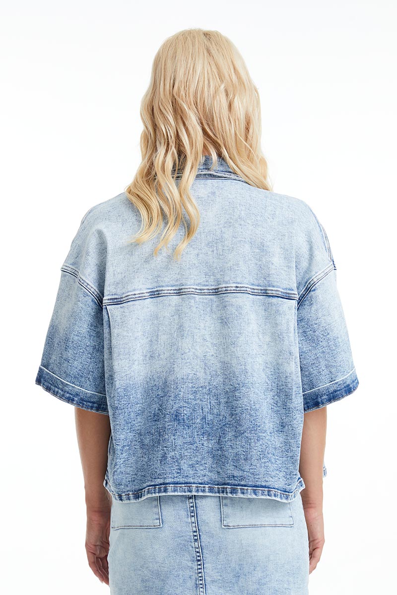 PUFFY SLEEVE DENIM JACKET BYJ9023 MB by Bayeas