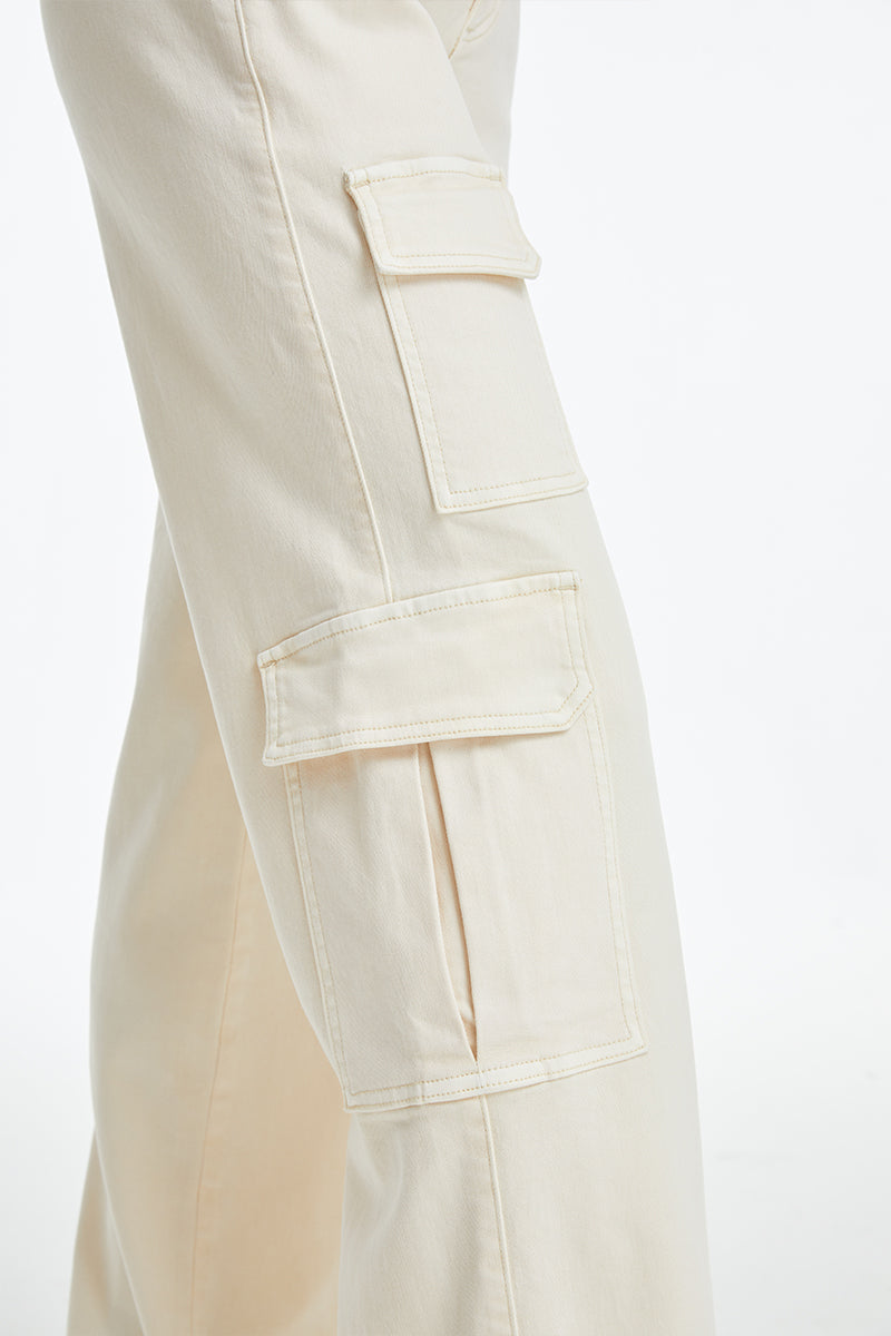 HIGH RISE WIDE LEG JEANS BYW8081 BEIGE by Bayeas