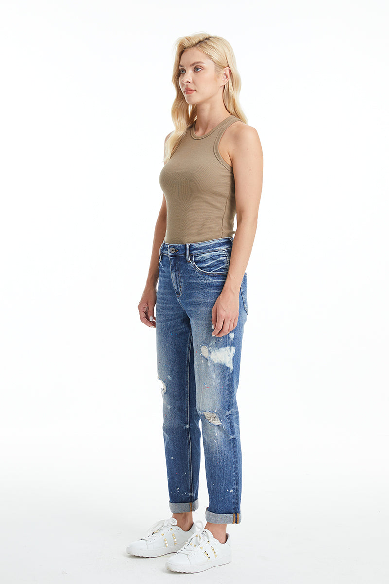 HIGH RISE MOM JEANS BYM3054 MASCARA by Bayeas