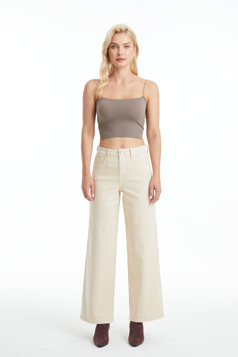 HIGH RISE WIDE LEG JEANS BYW8036 KHAKI by Bayeas