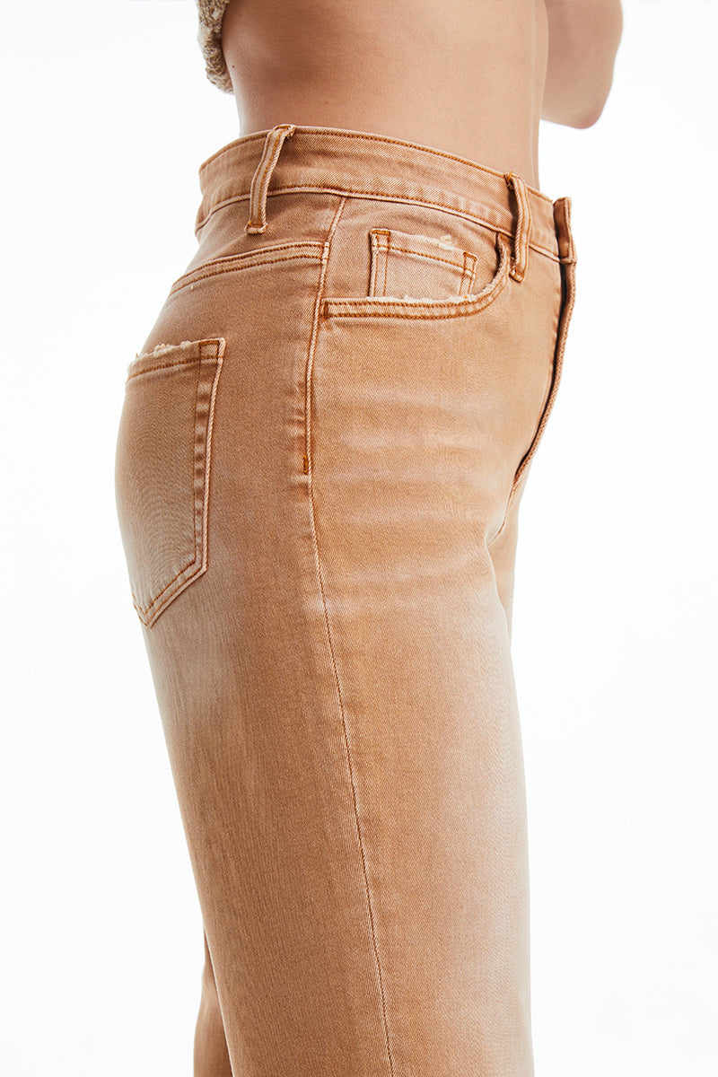 HIGH RISE STRAIGHT LEG JEANS BYN005 CINNAMON by Bayeas