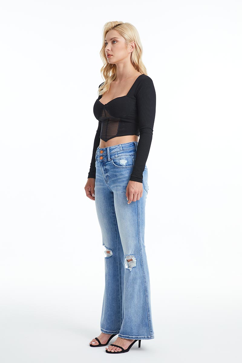 HIGH RISE FLARE JEANS BYF1112 by Bayeas