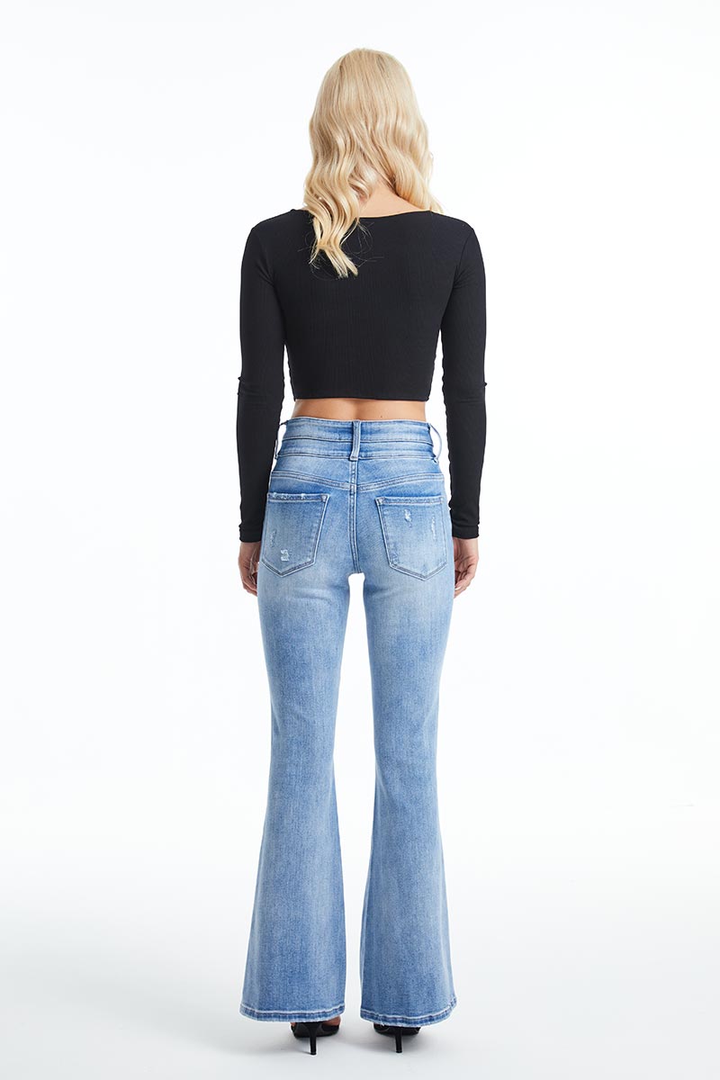 HIGH RISE FLARE JEANS BYF1112 by Bayeas