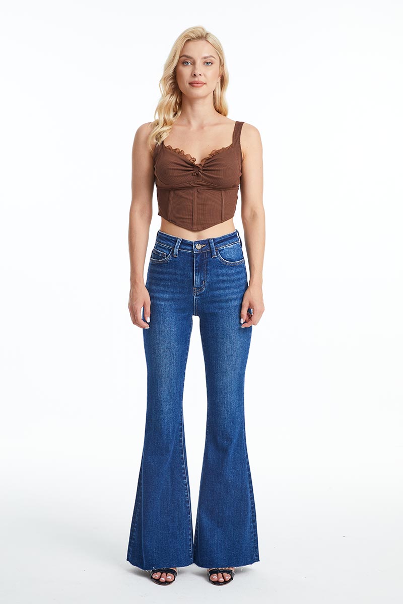 HIGH RISE FLARE JEANS BYF1101 MIDNIGHT THUNDER by Bayeas