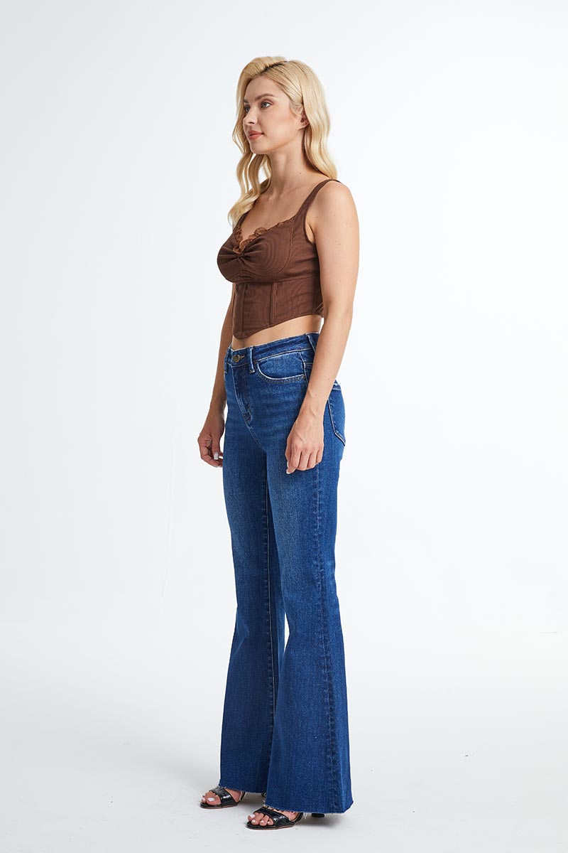 HIGH RISE FLARE JEANS BYF1101 MIDNIGHT THUNDER by Bayeas