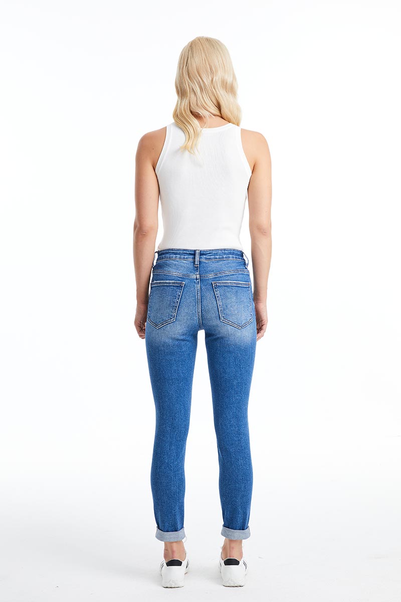 MID RISE SKINNY JEANS BYS2123 MB by Bayeas