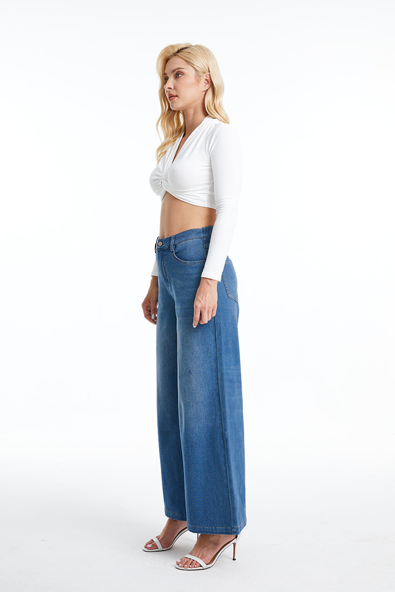 HIGH RISE WIDE LEG JEANS BYW8114 by Bayeas