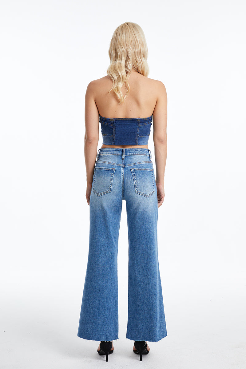 HIGH RISE WIDE LEG JEANS BYW8127 by Bayeas