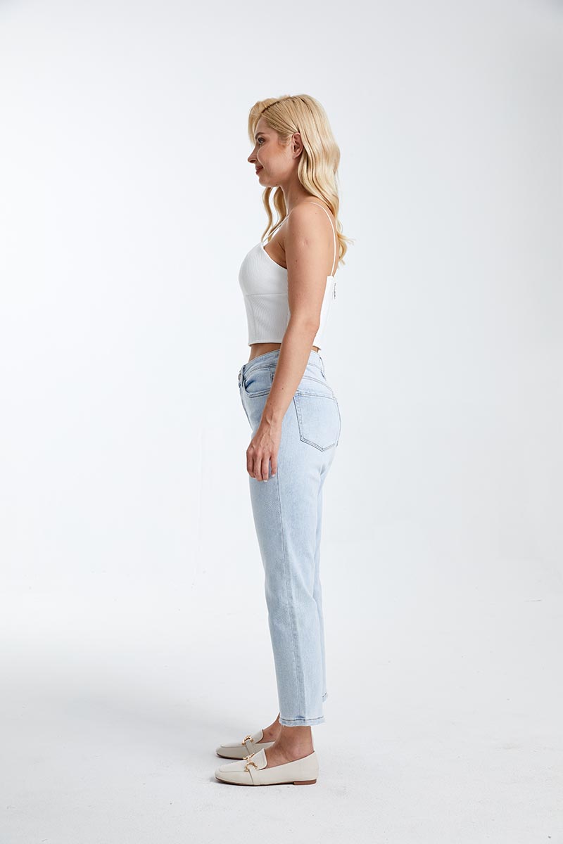 HIGH RISE STRAIGHT LEG JEANS BYT5145 LB by Bayeas