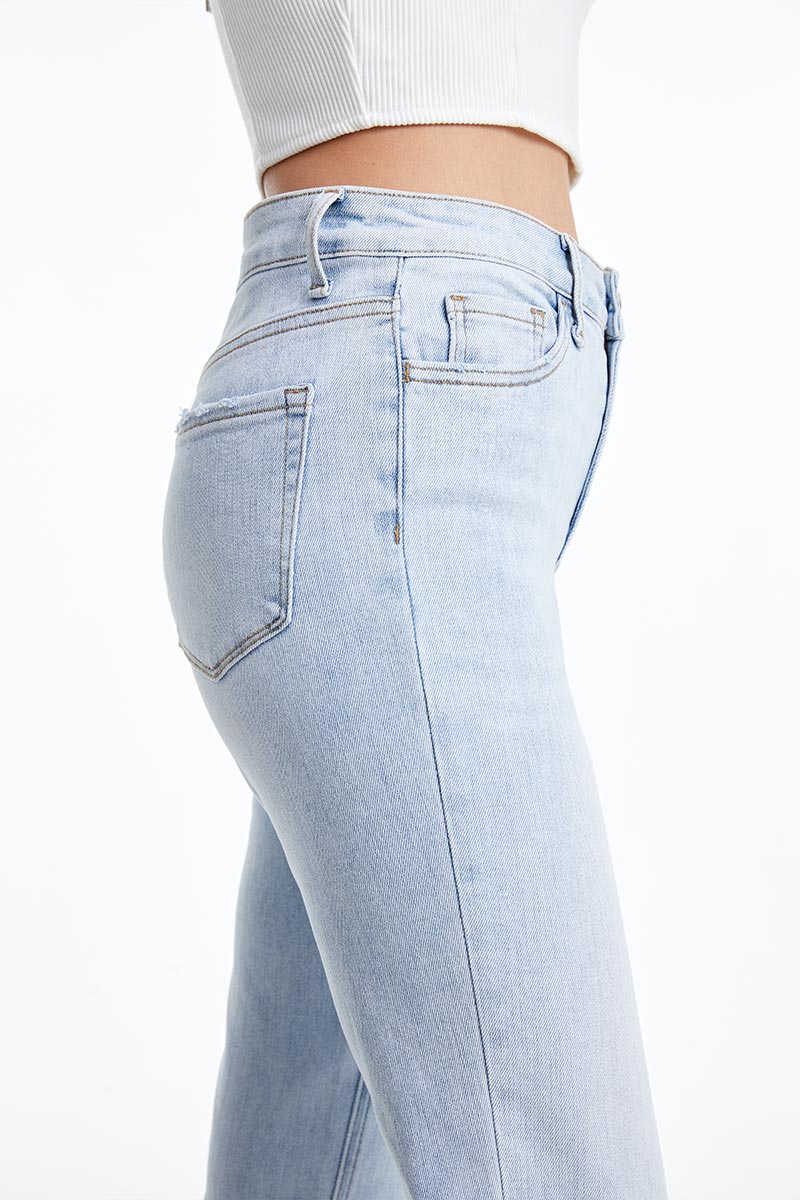 HIGH RISE STRAIGHT LEG JEANS BYT5145 LB by Bayeas