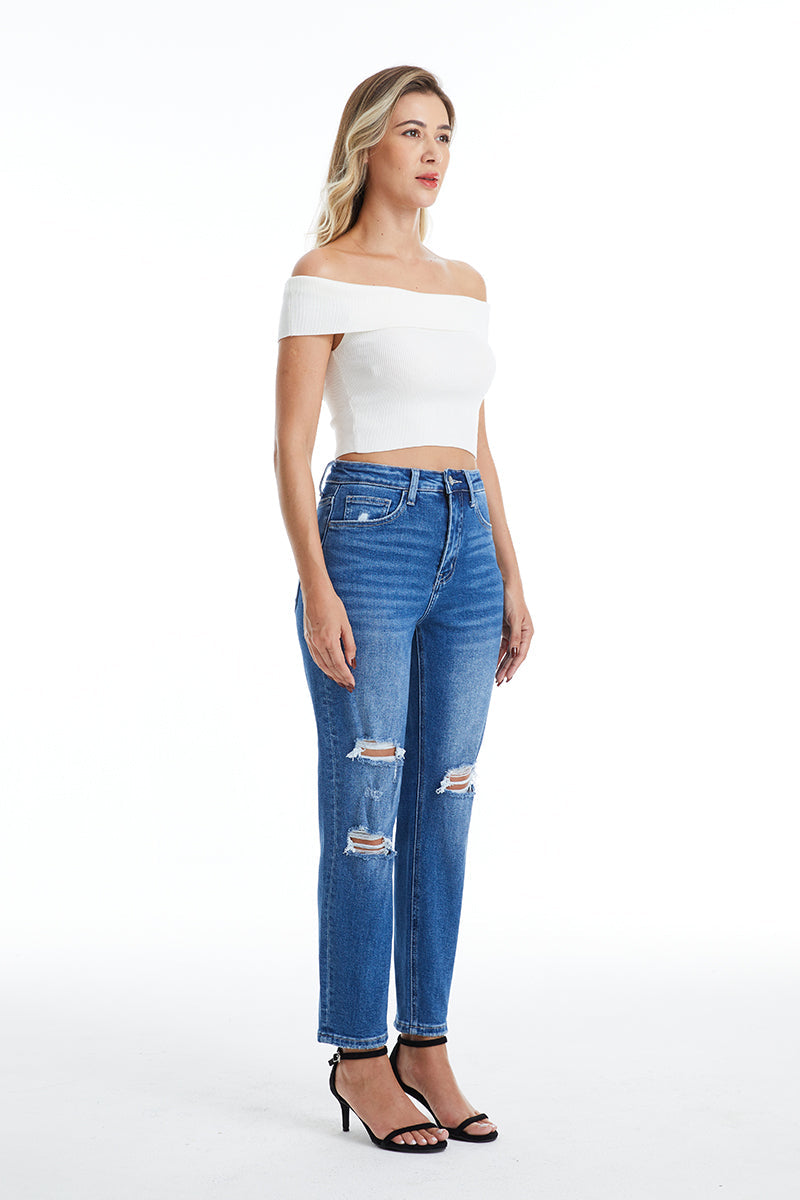 HIGH RISE MOM JEANS BYM3009 by Bayeas