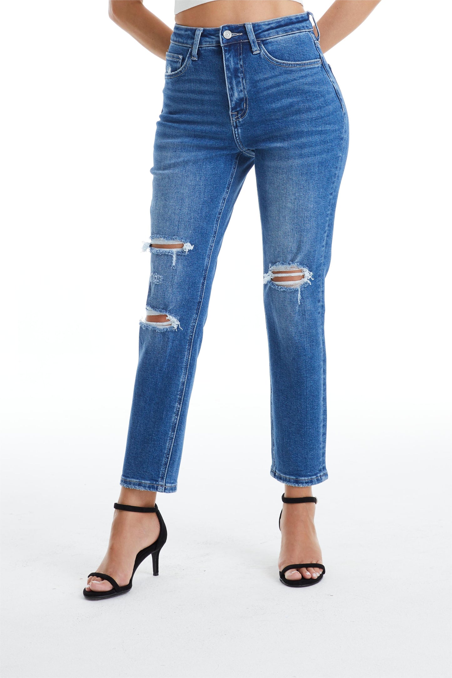 HIGH RISE MOM JEANS BYM3009 by Bayeas