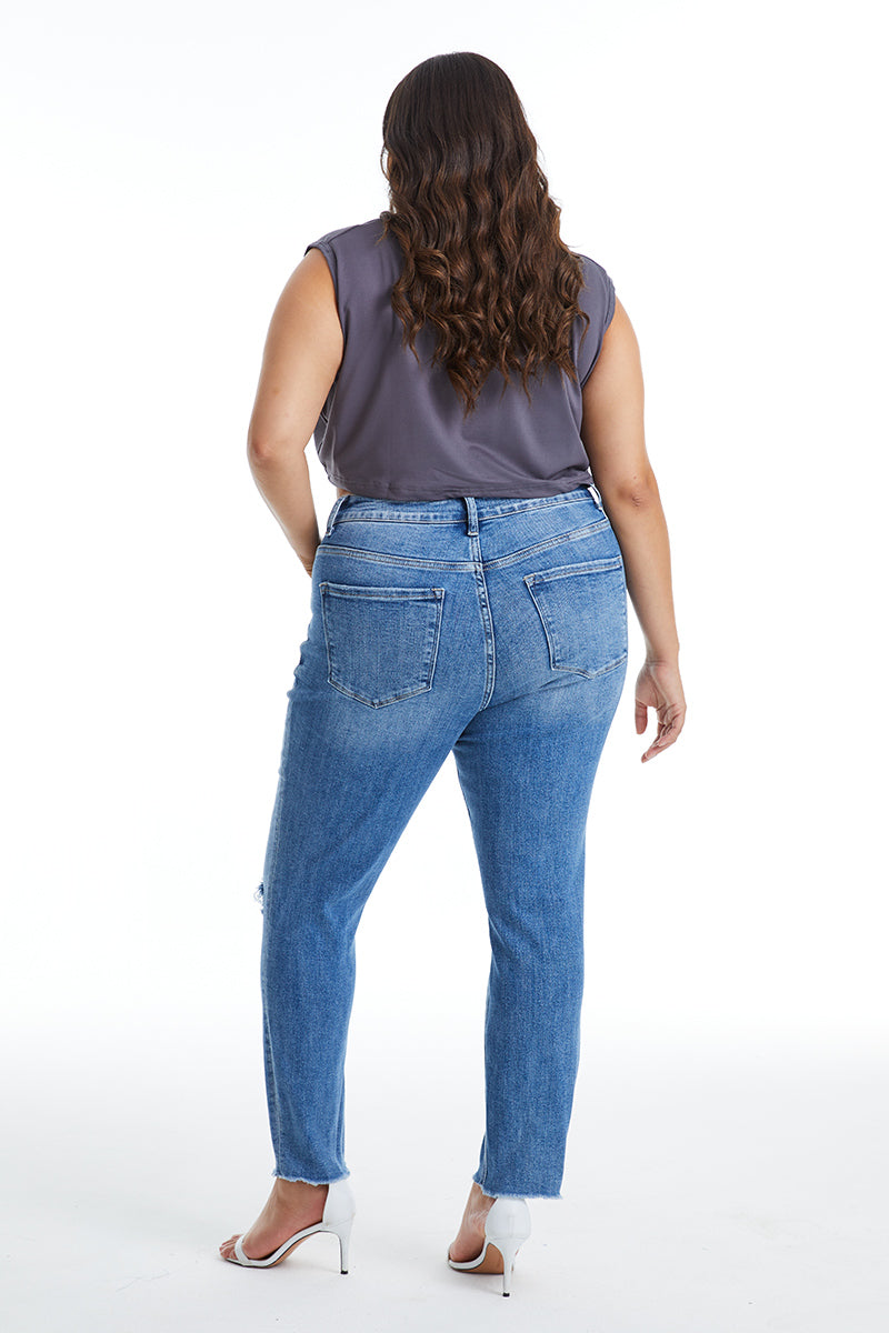 HIGH RISE CROP SKINNY JEANS BYS2119-P by Bayeas