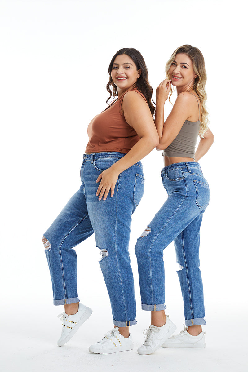 HIGH RISE MOM JEANS BYM3053 DB by Bayeas