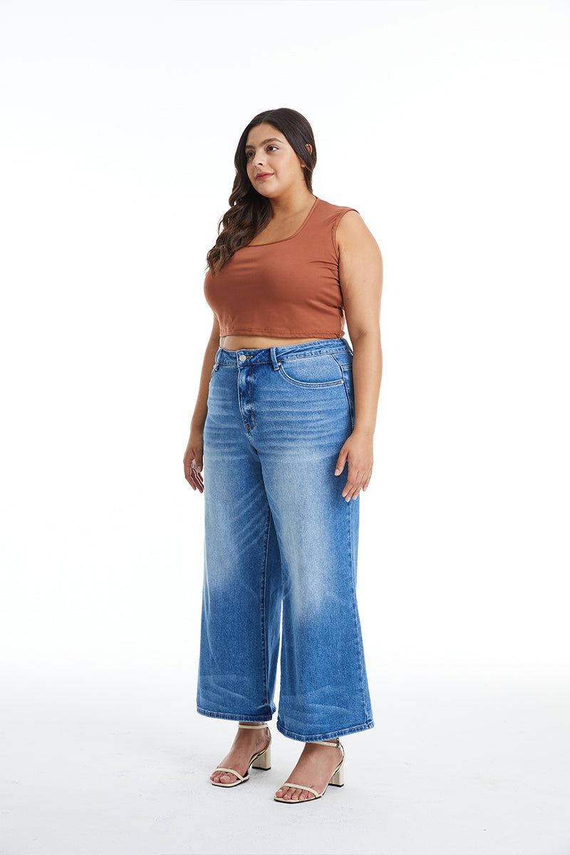 HIGH RISE WIDE LEG JEANS BYW8126-P by Bayeas