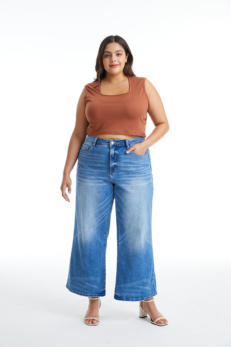 HIGH RISE WIDE LEG JEANS BYW8126-P by Bayeas