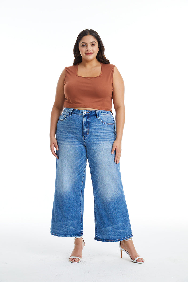 HIGH RISE WIDE LEG JEANS BYW8126-P by Bayeas