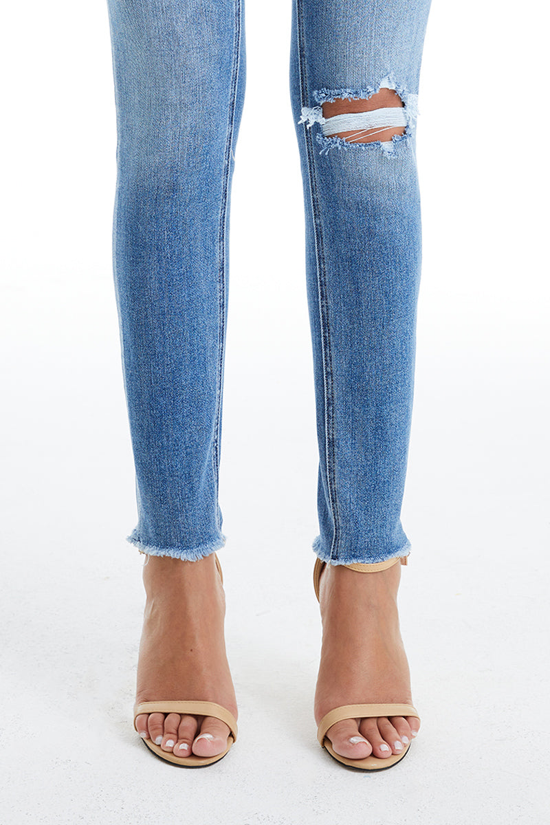 HIGH RISE CROP SKINNY JEANS BYS2119 by Bayeas