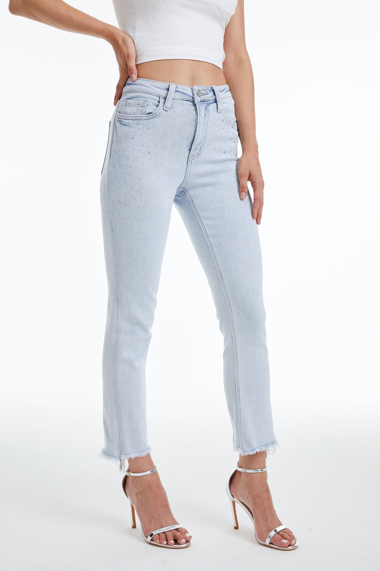 HIGH RISE SLIM STRAIGHT LEG JEANS BYT5146 by Bayeas