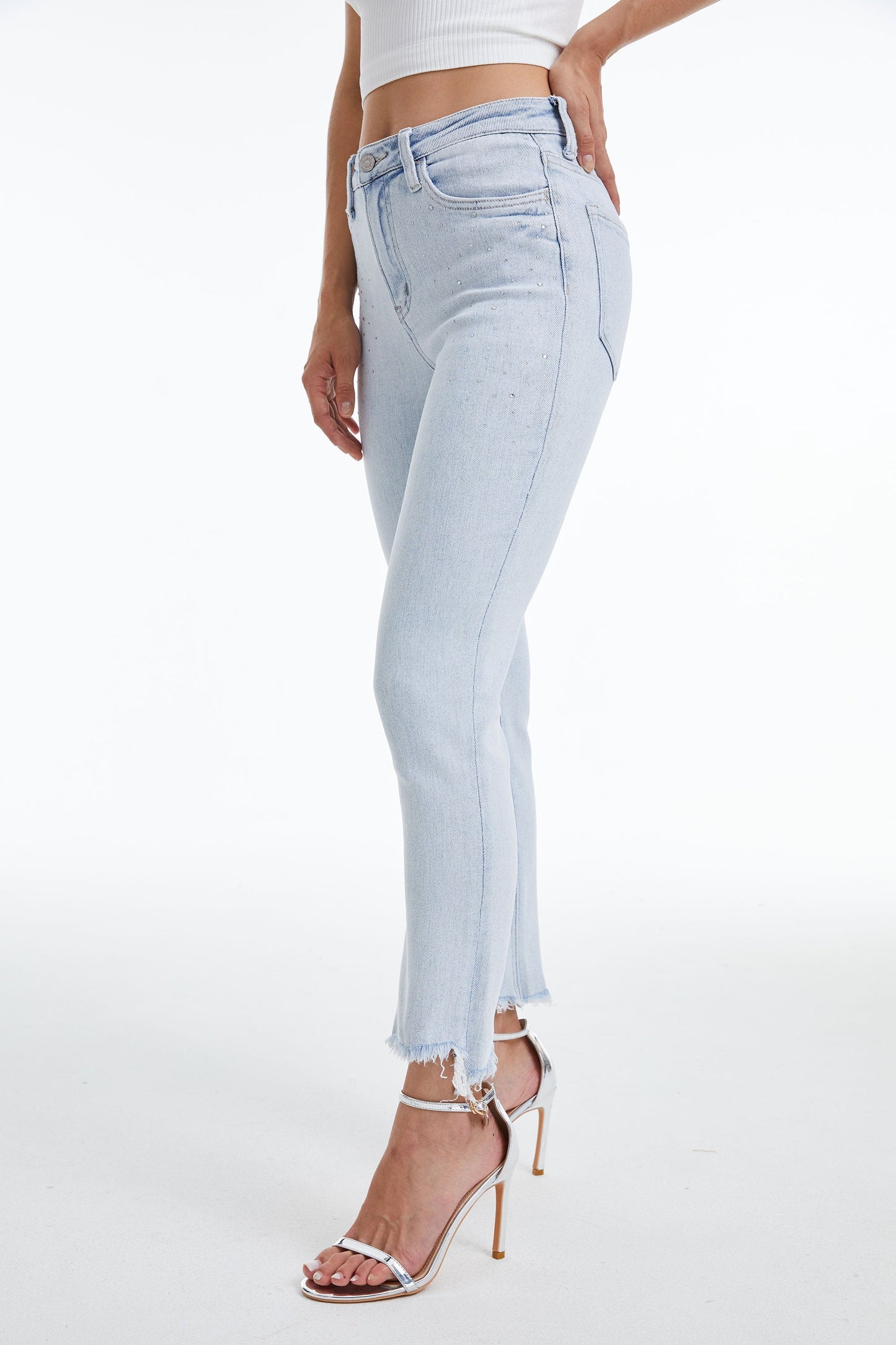 HIGH RISE SLIM STRAIGHT LEG JEANS BYT5146 by Bayeas