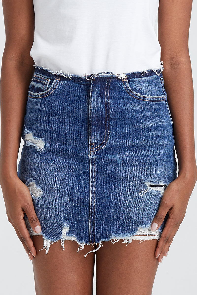 HIGH RISE DENIM SKIRTS BYK7004 by Bayeas