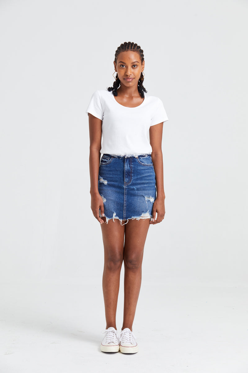 HIGH RISE DENIM SKIRTS BYK7004 by Bayeas