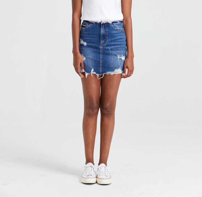 HIGH RISE DENIM SKIRTS BYK7004 by Bayeas