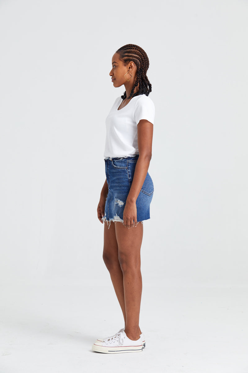 HIGH RISE DENIM SKIRTS BYK7004 by Bayeas