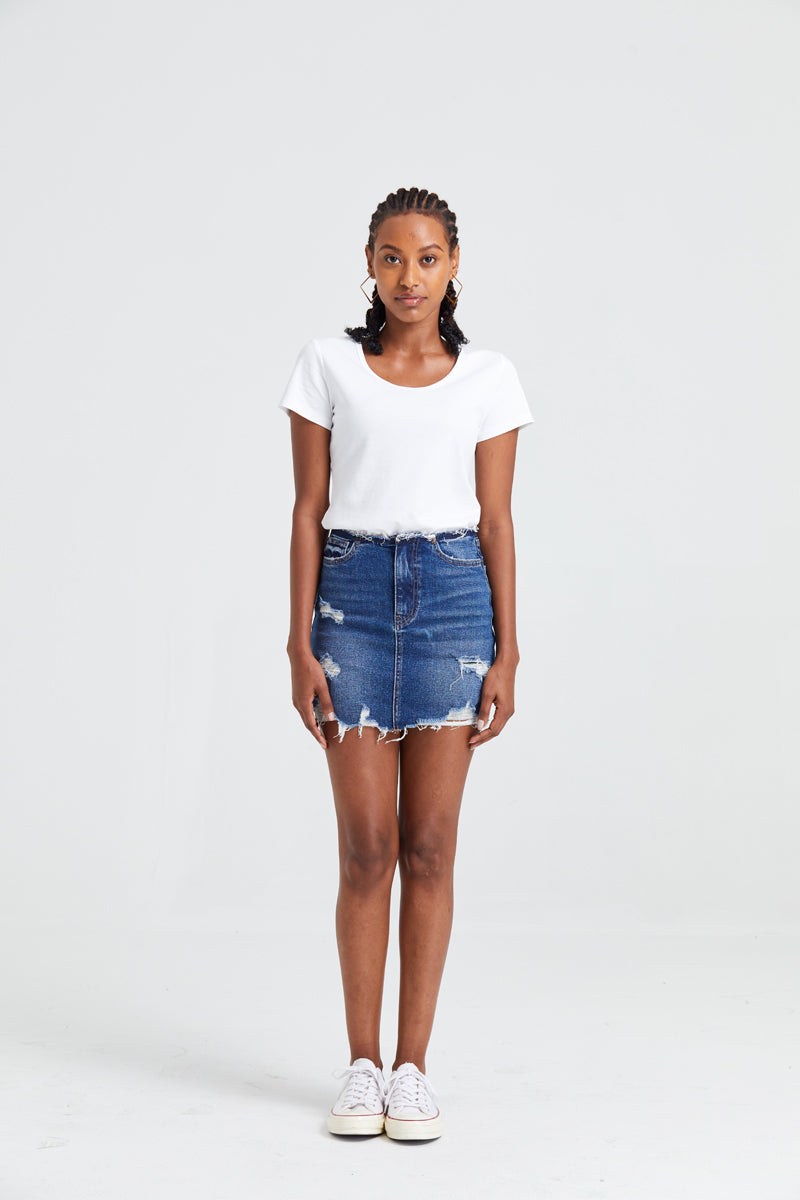 HIGH RISE DENIM SKIRTS BYK7004 by Bayeas