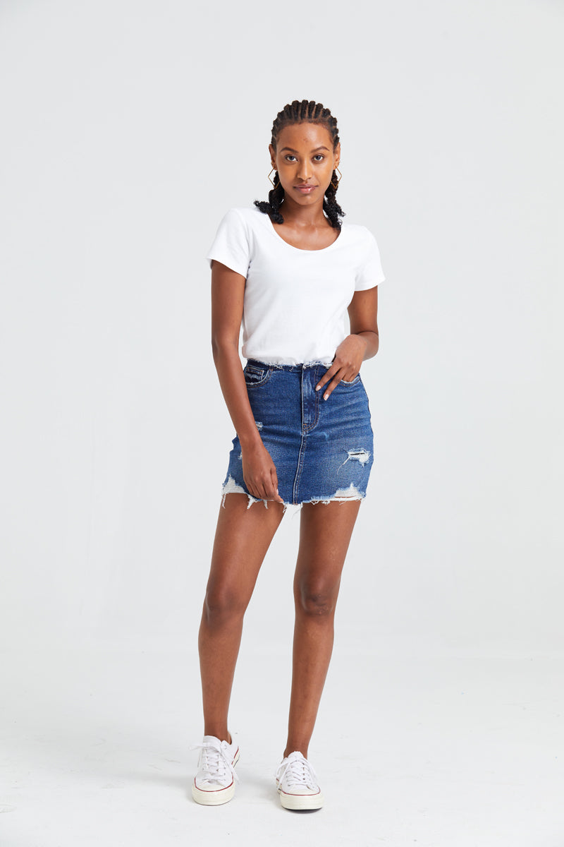 HIGH RISE DENIM SKIRTS BYK7004 by Bayeas