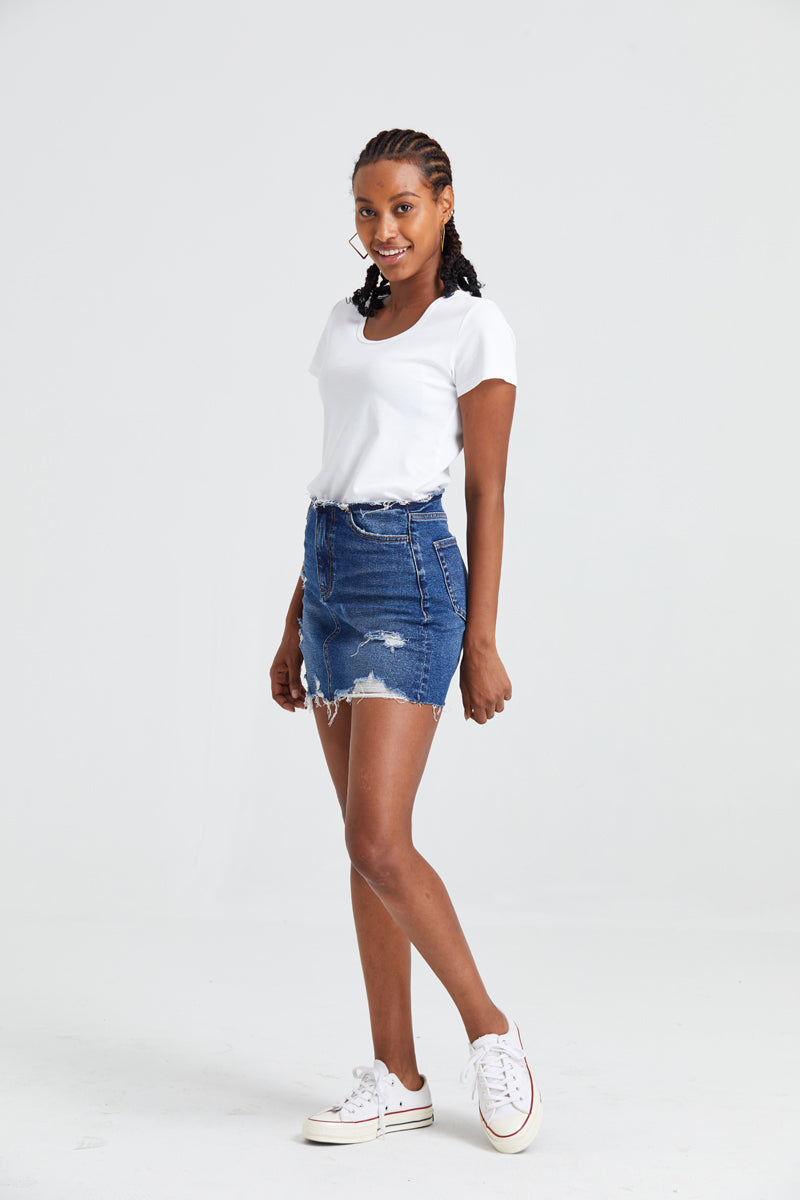 HIGH RISE DENIM SKIRTS BYK7004 by Bayeas