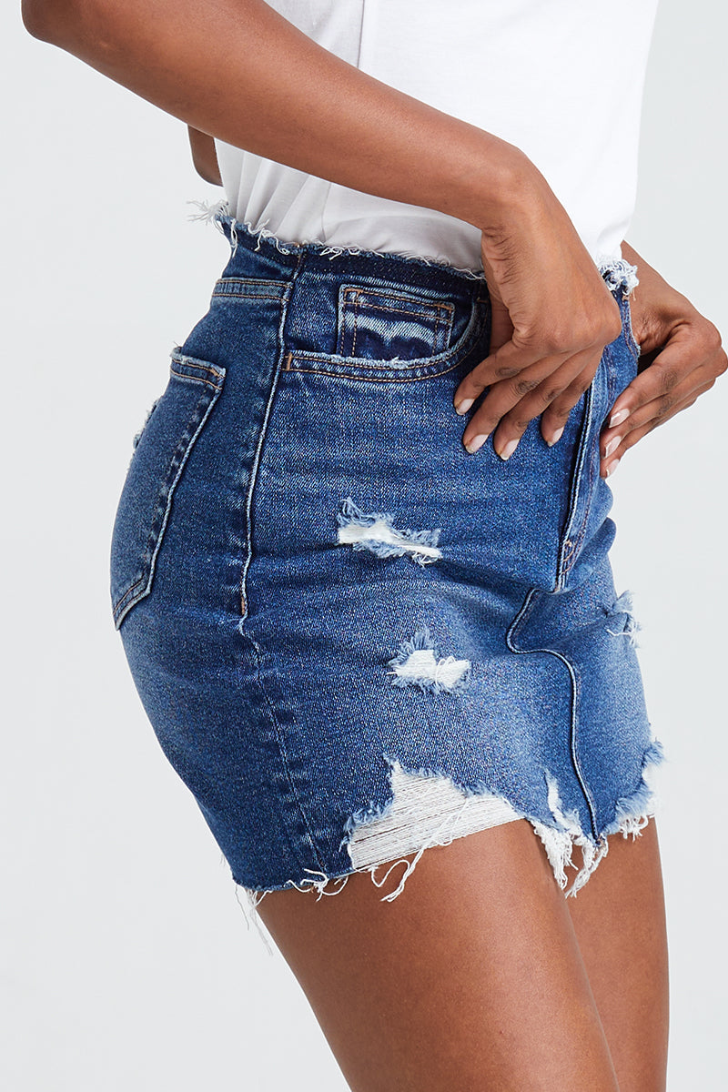 HIGH RISE DENIM SKIRTS BYK7004 by Bayeas