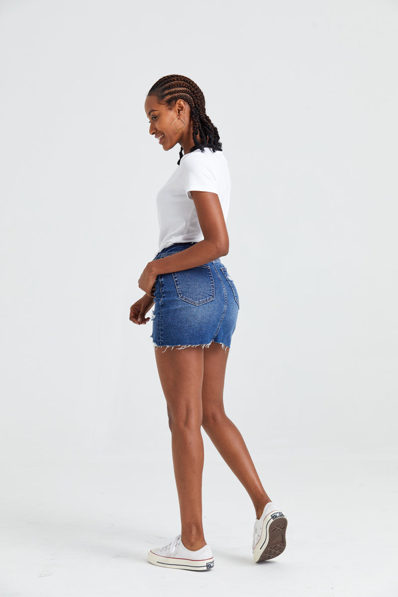 HIGH RISE DENIM SKIRTS BYK7004 by Bayeas