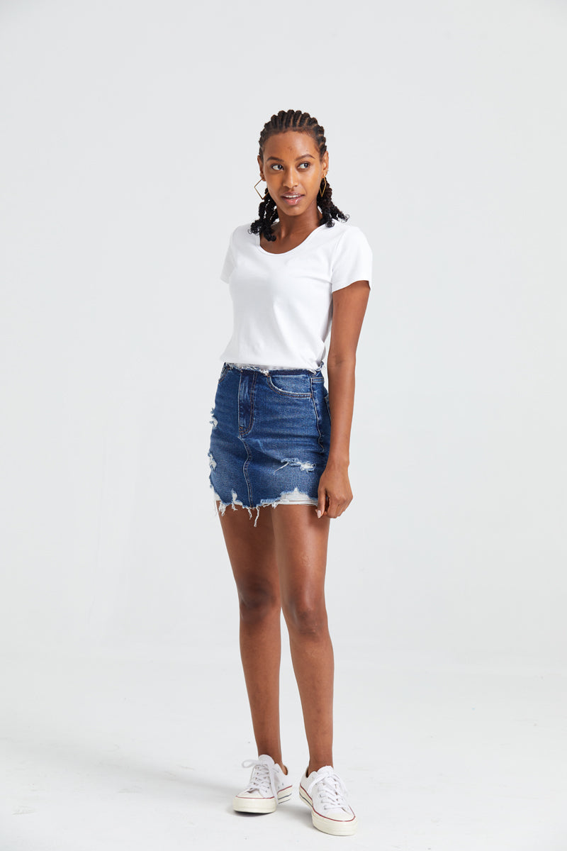 HIGH RISE DENIM SKIRTS BYK7004 by Bayeas