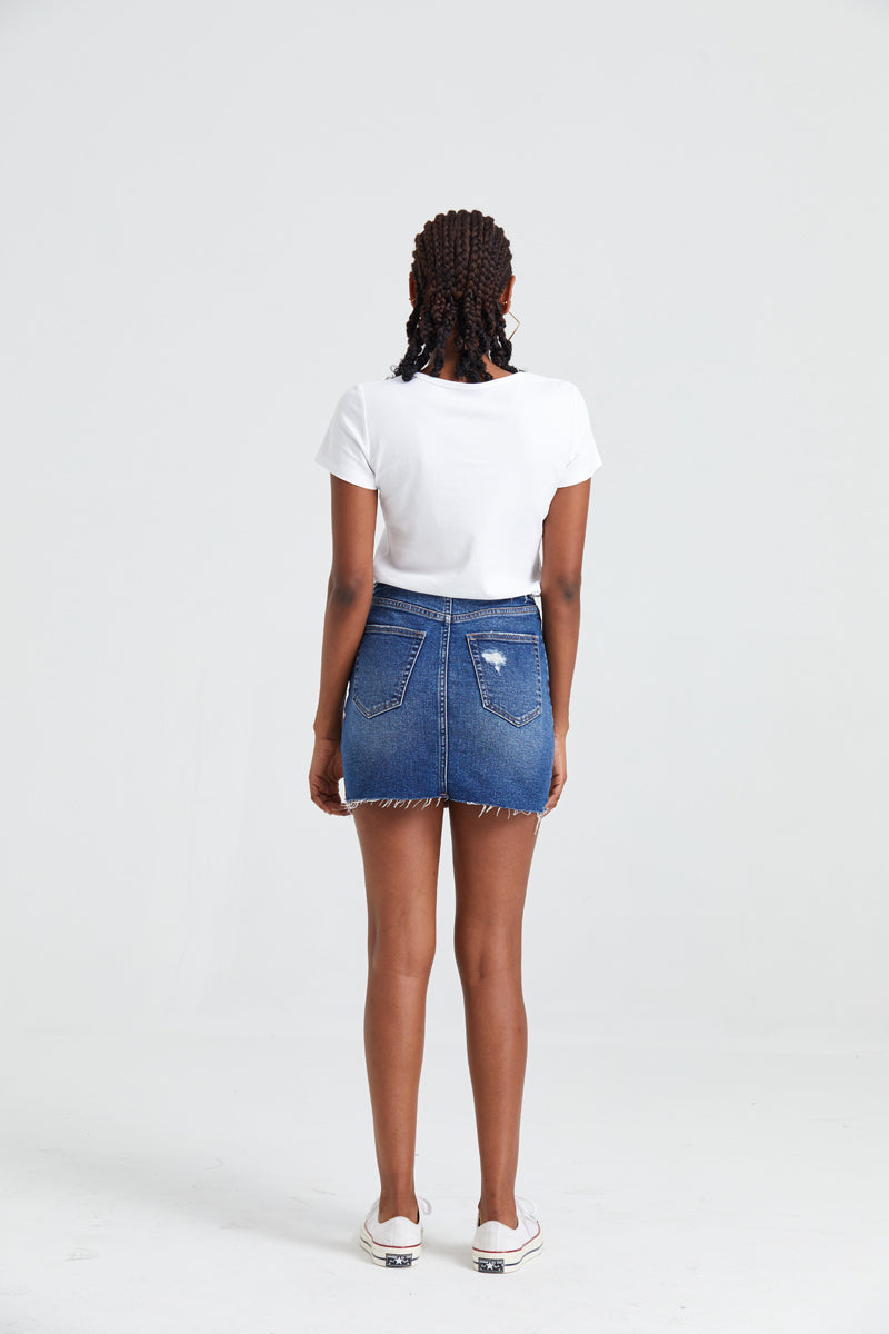 HIGH RISE DENIM SKIRTS BYK7004 by Bayeas