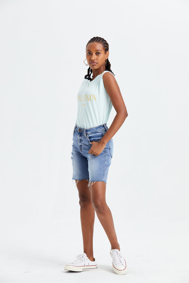 MID RISE DENIM SHORTS BYH6013 by Bayeas