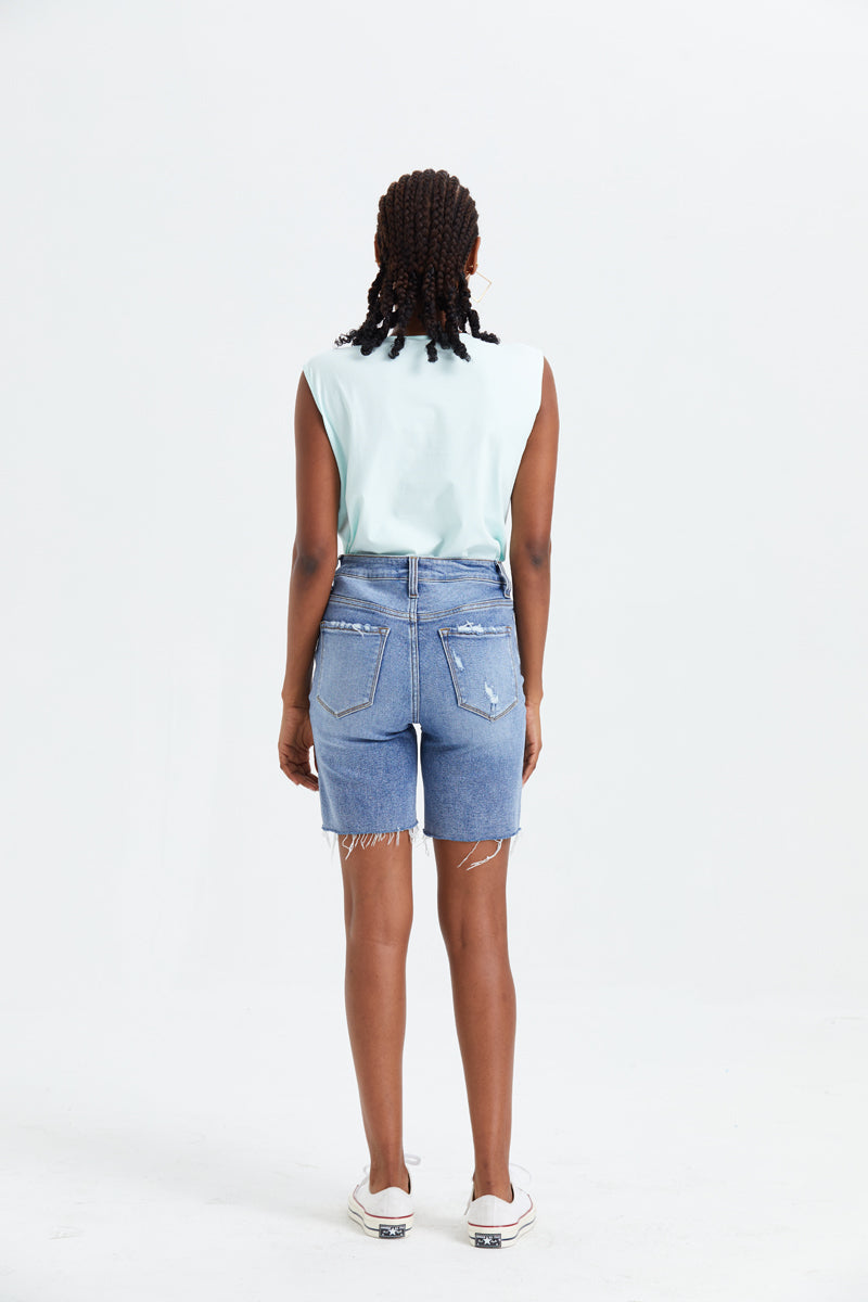 MID RISE DENIM SHORTS BYH6013 by Bayeas